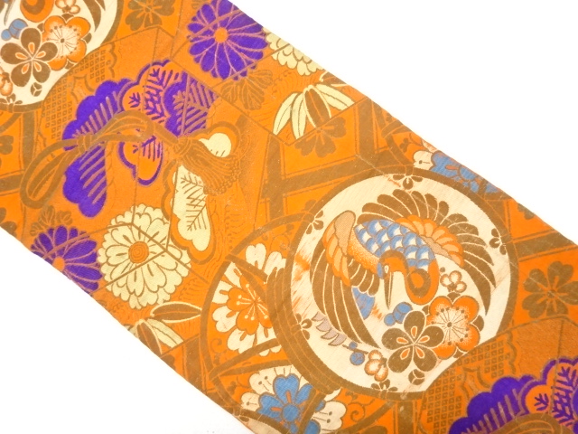 Slash アンティーク名古屋帯　織り出し　レトロな花模様　N6-22 2ce3e02080debfb49fdd5058891db5